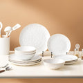 Porcelain Dinnerware Set for 4, 12-Piece Plates and Bowls Set for 4, Modern Stoneware Dinnerware Chip and Scratch Resistant, Microwave and Dishwasher Safe (White)