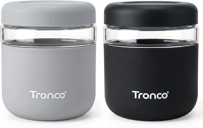 Tronco 32 oz Glass Food Storage & Lunch Bowl Containers with Airtight Lids | Leak & Spill Proof Meal Prep Container with Silicone Sleeve, Microwave & Dishwasher Safe, Soup & Stew, Office Lunch,BPA-Free