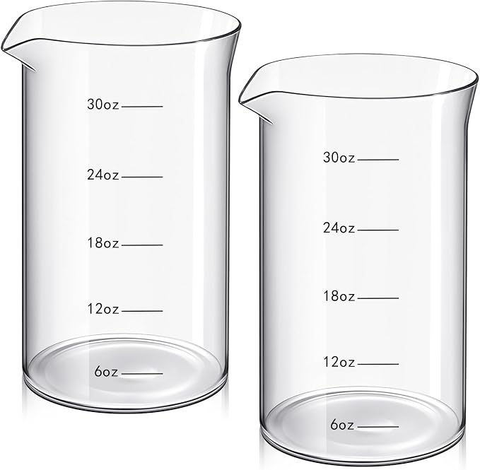 Maxdot 2 Pcs 34 oz French Press Replacement Glass with Scale Universal Replacement Beaker for French Press Tea and Coffee Makers Borosilicate 3.3 Glass Spare Carafe