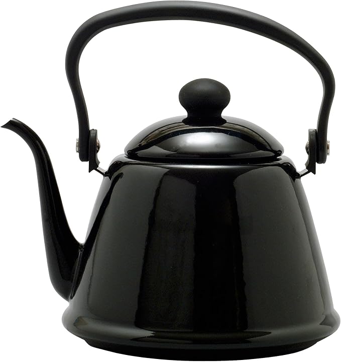 Noda Horo Drip Kettle II Enamel, 0.6 gal (2 L), Induction Compatible, Black, Made in Japan DK-200BK