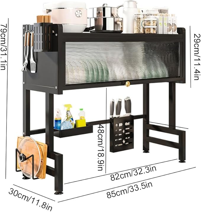 Dish Drying Rack, 3-Tier Over The Sink Dish Drying Rack, 33.5" Over Sink Dish Rack for Small Kitchen, Space-Saving Dish Rack with Cover for Dishes, Glasses, Bowls, Cutlery