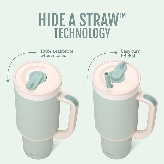 Ello Oasis 30oz Tumbler with Handle & Retracting Straw | Reusable Insulated Stainless Steel Cup 100% Leakproof | Gifts for Teens Women | Keeps Cold for 23 Hours | Cup Holder Friendly | Full Bloom