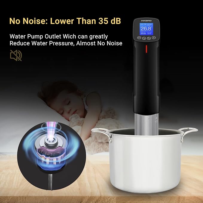 INKBIRD WIFI Sous Vide Cooker Bundle with 30PCS Sous Vied bags and Vacuum Sealer Pump, Sous Vide Starter Kits, Recipes on APP,1000W Sous-Vide Machine for Steak