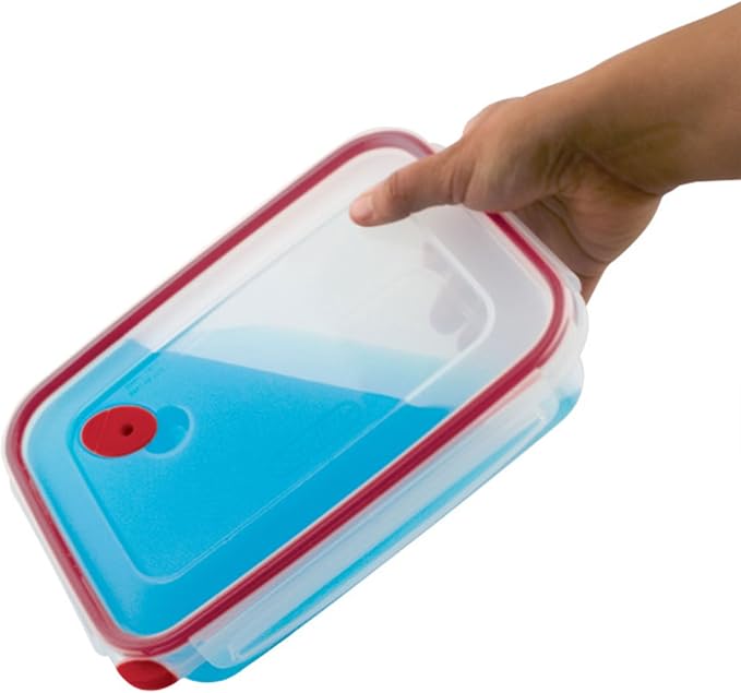 Sterilite Ultra-Seal 16 Cup Rectangle, Airtight Food Storage Container, Latching Lid, Microwave and Dishwasher Safe, Clear with Blue Gasket, 8-Pack