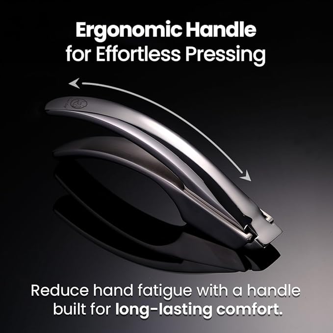 No Peeling Required Garlic Press Stainless Steel with Detachable Handle for Coarse Mincing - Premium Garlic Mincer Tool, Rust-Proof, Easy to Clean, Dishwasher Safe Garlic Crusher, Lifetime Replacement