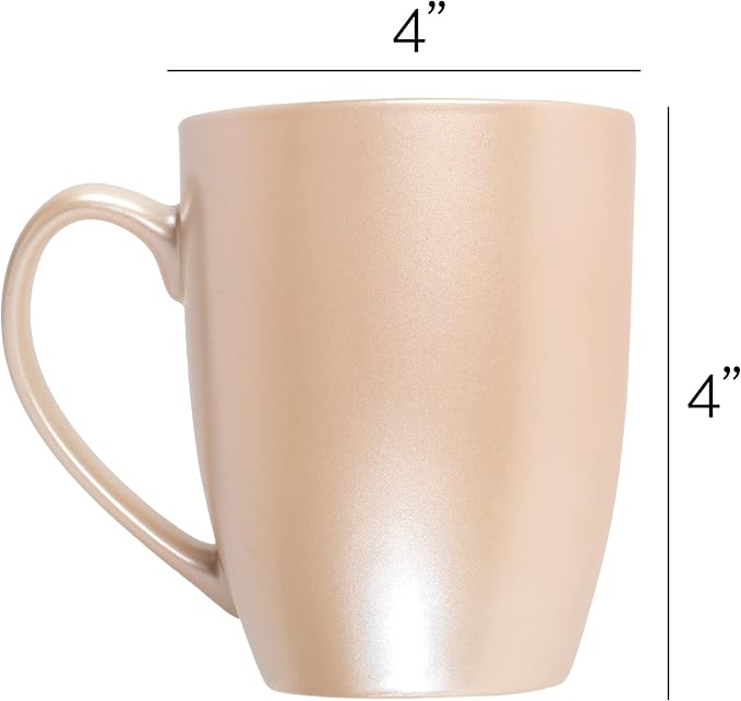 Elanze Designs Precious Pearl Finish 10 ounce New Bone China Coffee Cup Mugs Set of 4