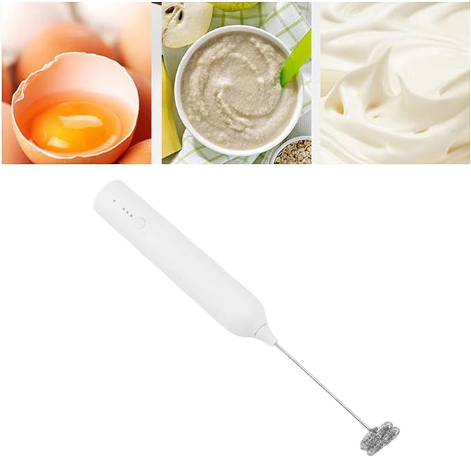 Small Household Egg Beater Mini Multifunctional Blender Handheld Electric Stirrer Foam Maker Whisk Cordless Milk Coffee Foamer (White)
