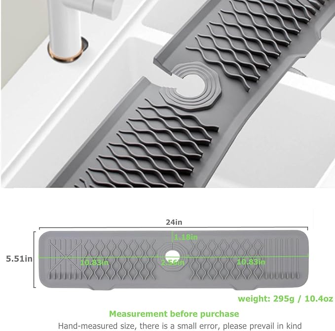 Sink Splash Guard, 2Pack Thickened Silicone Draining Mat for Kitchen Sink, Upgraded 14.5″+ 18″Faucet Mat, Bathroom Sink Mat, Soap Tray, Faucet Handle Drip Catcher Tray, Sink Sponge Holder