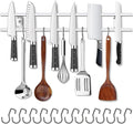 YIIYIIN 24-Inch Magnetic Knife Holder for Wall – 304 Stainless Steel Knife Strip with 12 Hooks – Magnetic Knife & Utensil Rack