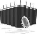 20oz Tumbler Vacuum Insulated Travel Mug with Lids, Stainless Steel Double Wall Bulk Cup for Home, Office, Outdoor Suitable for Vehicle Cup Holders(Set of 8, Black)