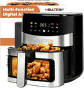 6.5QT Smart Digital Air Fryer, Visual Window, 8 Presets Recipes for Fast Easy Meal, Snack, Dessert, Main Dish, Square Basket Dishwasher-Safe, for 3-5 People, Kitchen Dorm Office
