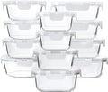 24-Piece Glass Food Storage Containers with Upgraded Snap Locking Lids,Glass Meal Prep Containers Set - Airtight Lunch Containers, Microwave, Oven, Freezer and Dishwasher,White