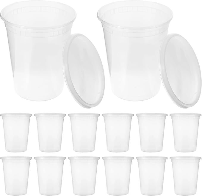 30pcs 32oz (960ml) Plastic Takeout Soup Containers with Lids, Thickened Disposable Food Storage Bowls for Meal Prep, Portable Food Packing Cups for Soups, Desserts, and Condiments