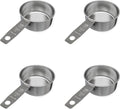 1/2 Cup Stainless Steel Measuring Cup | Sturdy Metal 125 ml | 125 cc | 4 oz | Single Cup for Wet and Dry Ingredients | Great for use as 1/2 Cup Dog Food Scoop - 4 PK