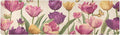 2 in 1 Table Runner Trivet for Hot Pots and Pans Heat Resistant Non Slip Waterproof 39 x 12 Inch Decorative Table Protector for Kitchen Countertop Vintage Beige Spring Tulips Butterflies