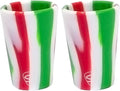 Silipint 1.5oz Silicone Shot Glasses – Pack of 2 Unbreakable, BPA-Free, Non-Toxic, Dishwasher & Freezer Safe Cups – Colored Shot Glasses for Cold Beverages, Cocktails, Travel, Party (Poinsetta Stripe)