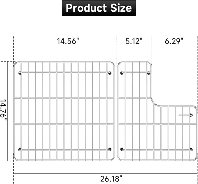 26.18'' x 14.76'' K-6449-ST Sink Protector Grid, Stainless Steel Sink Racks for Kohler Sink Rack Whitehaven 5827 and K-5826, Includes Left and Right Racks, Farmhouse Sink Protector