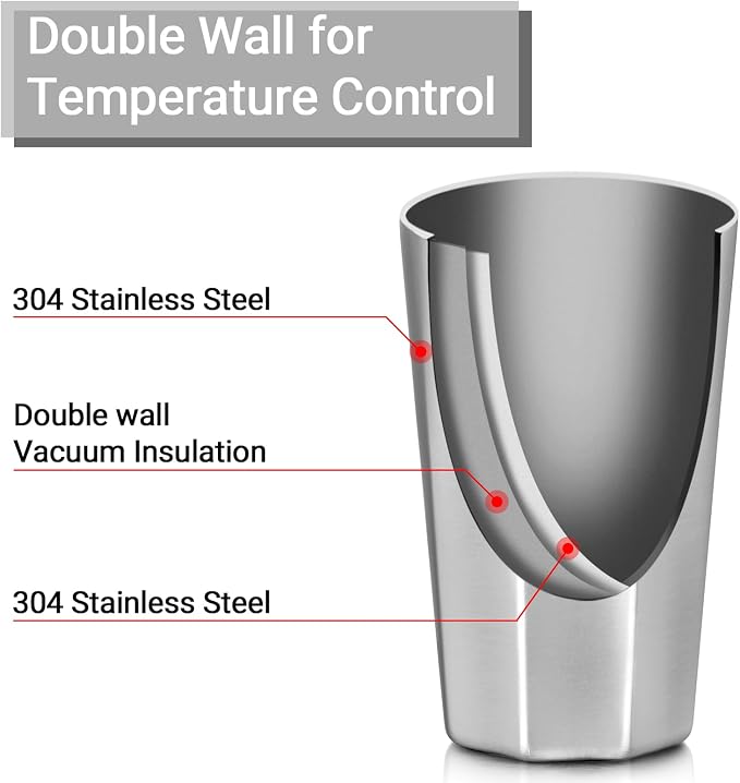 Beasea Stainless Steel Cups 15 oz, 4 Pack Large Stackable Double Wall Insulated Stainless Steel Tumbler Bulk for Drinking Metal Pint Glasses Tin Cups Home Restaurant Office Party Camping