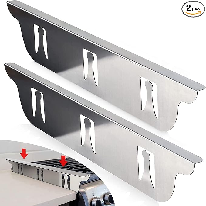 Stove Cover, Stove Guard, Stainless Steel Stove Gap Covers, Heat Resistant & Easy to Clean Stove Counter Gap Cover, Kitchen Stove Counter Gap Cover Eliminates Gap Between Counter & Appliances (2 pcs)