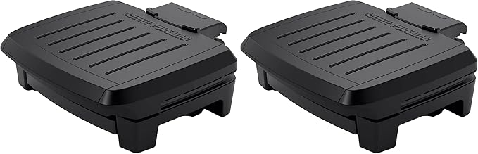George Foreman® Fully Submersible™ Grill, NEW Dishwasher Safe, Wash the Entire Grill, Easy-to-Clean Nonstick, Black/Grey (Pack of 2)