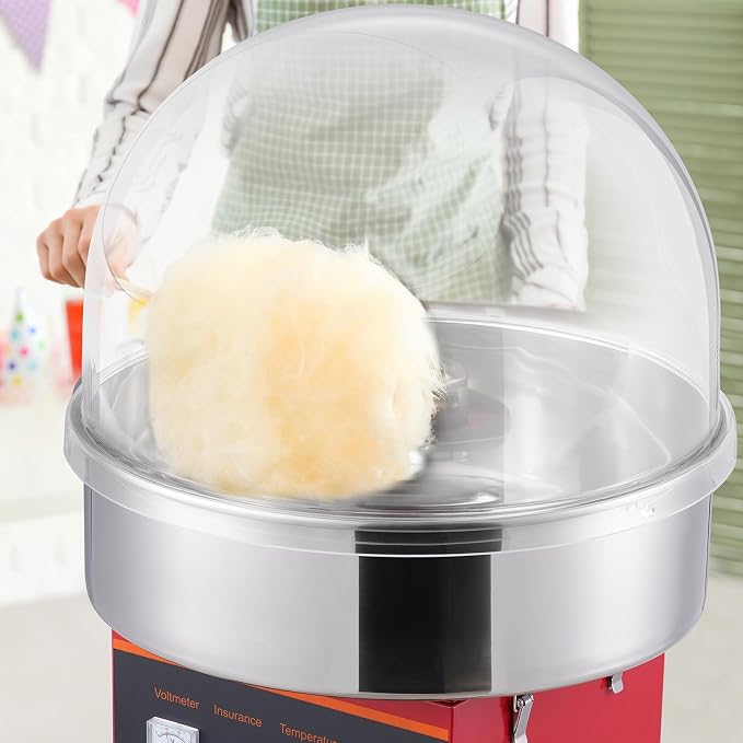 VEVOR Electric Cotton Candy Machine with Cover, 1000W Commercial Floss Maker w/Stainless Steel Bowl, Sugar Scoop and Drawer, Perfect for Home, Carnival, Kids Birthday, Family Party, Red