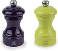 Peugeot Bistro Pepper and Salt Mill Set, 4in - French Design with Adjustable Grinding Precision, Beechwood & Stainless Steel, Enhance Flavors - Durable Cooking Tools (Eggplant/Pistachio)
