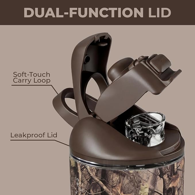HydroJug Ease2o 24oz Insulated Water Bottle, Straw & Chug Lid, Woodland