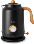 Seehot® Electric Kettle With Thermometer, 1.7L Electric Tea Kettle, 1200W Hot Water Kettle Electric, Auto Shutoff, Boil-Dry Protection, 304 Stainless Steel, Cordless Base, Black