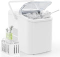 DUMOS Countertop Ice Maker with Handle, 26lbs/24H Portable Ice Machine, 9 Bullet Cubes Ready in 6 Mins, Self-Cleaning, Quiet Compact for Home, Kitchen, RV, Camping, White