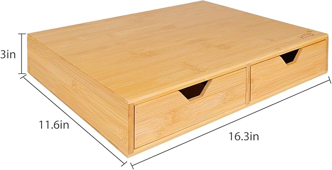 HTB K Cup Holder Compatible Coffee Pod Storage Drawer, Bamboo 2 Drawer | K Cup Organizer, 2 Drawer, Removable Divider, Slim Version, Space-Saving, Coffee Pod, Capsule, Classic, Durable