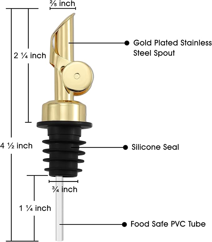 Spaceneat Olive Oil Dispenser 2-Pack, Gold, 16.9 fl oz & 4 Extra Oil Spouts (Gold)