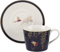 Portmeirion Sara Miller London Chelsea Teacup and Saucer, Navy | 8 Oz Cup for Drinking Tea and Coffee | Made from Fine China with Gold Detail | Handwash Only