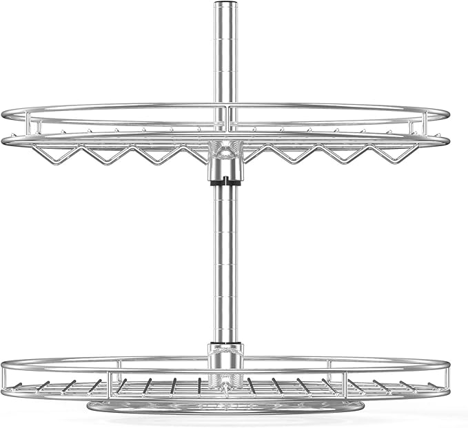 2 Tier Lazy Susan Large Shelf for Kitchen 13 inch,Tall Height Adjustable Turntable Spice Rack Spinner Cabinet Organizers and Storage,Rotating Under Sink Organizer,with PP Plastic Sheet (2 Tier)
