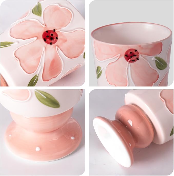 KAMMAK Ceramic Mug - Hand-Painted Coffee and Tea Mug - 400ML Vintage Breakfast Cups - Cute Mugs for Women - Ideal for Birthday - Afternoon Tea & Housewarming Gifts, GX017