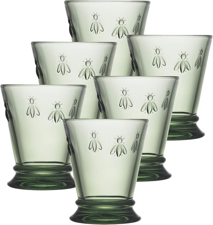 La Rochere Bee Green Tumbler Set/6 - La Rochere Bee Glassware Sets