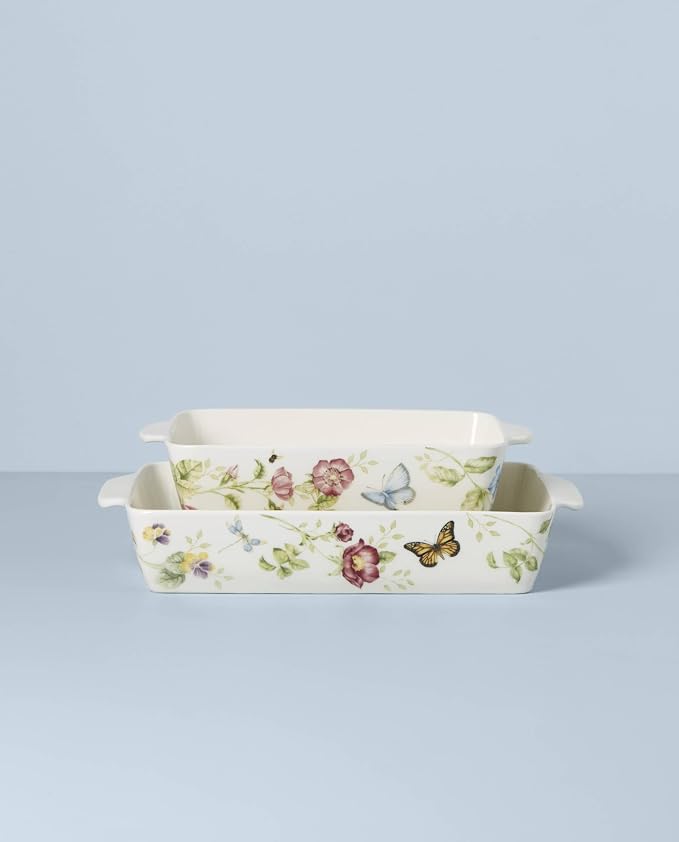 Lenox Butterfly Meadow Rectangular Baker Set, 2-Piece, Porcelain