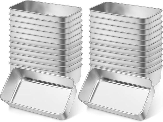 Leonyo Non-Toxic 9x5IN Stainless Steel Loaf Pan for Baking Bread,24 Pack | Metal Sandwich Bread Loaf Pans, Bread Pan Tins for Homemade Meatloaf Cakes Brownies Lasagnas, Dishwasher Oven Safe