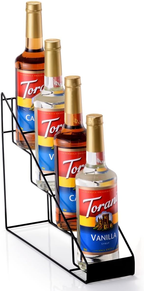 kimilus Coffee Syrup Rack for Coffee Bar Accessories, Fits with Torani and Monin Syrup, Coffee Bar Organizer Holds 4 Bottles