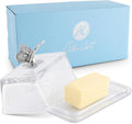 Arthur Court Glass Butter Dish with Lid Butterfly Knob | Classic 2-Piece Design Covered Butter Keeper | Covers and Holds a Standard Stick of Butter | Farmhouse Spring Décor