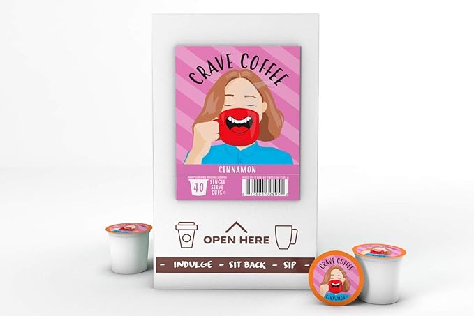 Crave Beverages Flavored Coffee Pods Compatible with 2 K-Cup Brewers, Single Serve Cinnamon, 40 Count