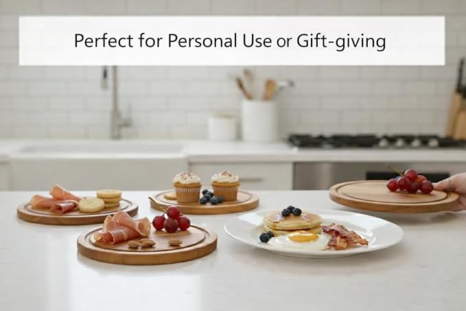 4-Pack Small Personal Charcuterie Cheese Board Set & Serving Tray - 6 Inch mini Bamboo Plates with Knives & Forks, Party Serving Set for Wedding Favors, Bridal & Baby Shower, Ideal Gifts