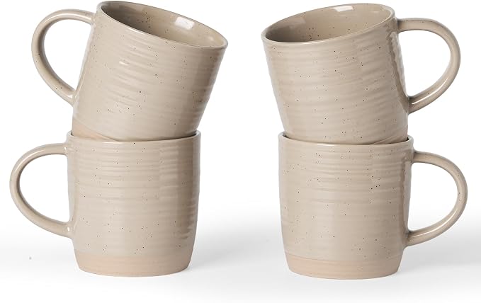 famiware Coffee Mugs Set of 4, 13 oz Mug Set, Ceramic Cup Set with Handle for Coffee, Tea, Cocoa, Milk, Constellation Series, Cinnamon Brown