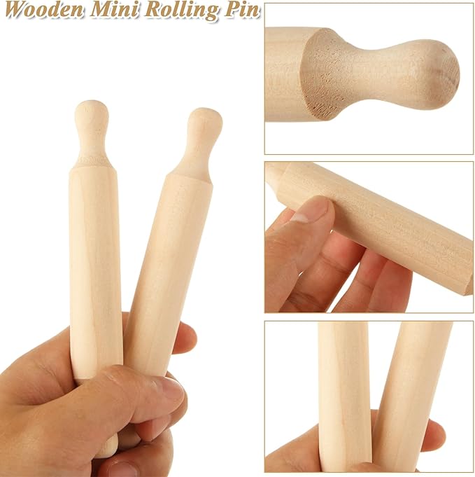 WOPPLXY 50 Pcs Mini Rolling Pin, 5.5 Inches Wooden Rolling Pins, Mini Rolling Pins Bulk, Mini Wood Rolling Pin for Home Kitchen Fondant Pastry Pizza Baking and Crafting