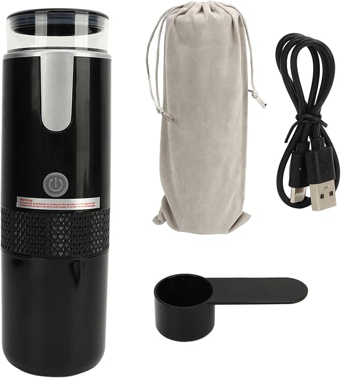 Pyhodi Electric Coffee Machine, Auto Portable Espresso Machine Rechargeable Manually Operated Fast Brewing Coffee Maker with 1200mAh Battery, Compatible with Capsule & Ground Coffee