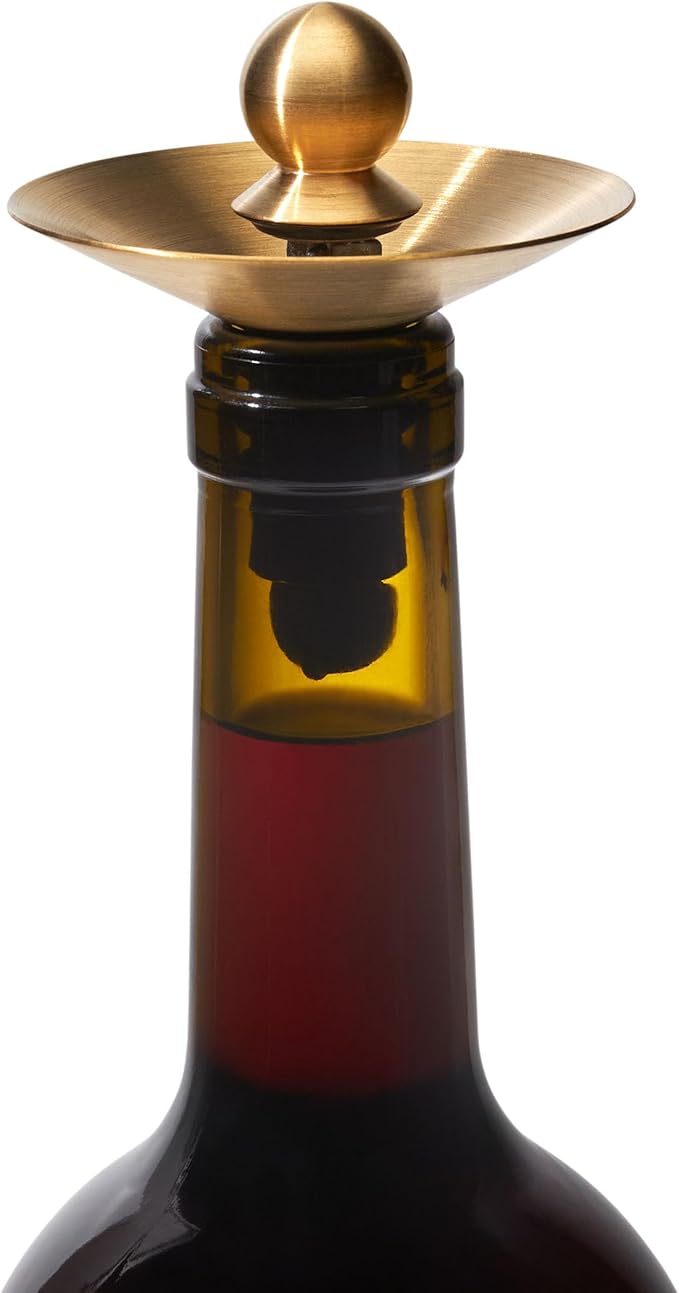 RBT Wine Pourer Stopper 360° Drip-Free Pouring, Low-Profile Stainless Steel & Silicone Wine Accessory for Serving and Storing