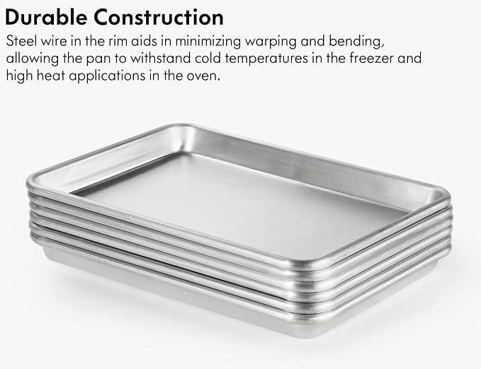CURTA 12 Pack Aluminum Sheet Pan, NSF Listed Half Size 13 x 9 inch Commercial Bakery Cake Bun Pan, Baking Tray