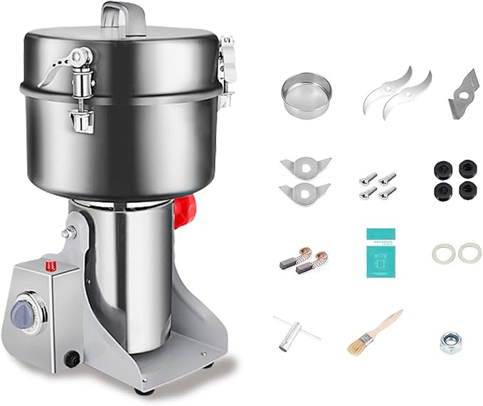 Swing Grain Mill 2500g,Electric Grain Grinder,Stainless Steel Grain Mill Grinder 4500W,High-speed Spice Herb Grinders Commercial Superfine Machine Dry Cereals Pulverizer 110V