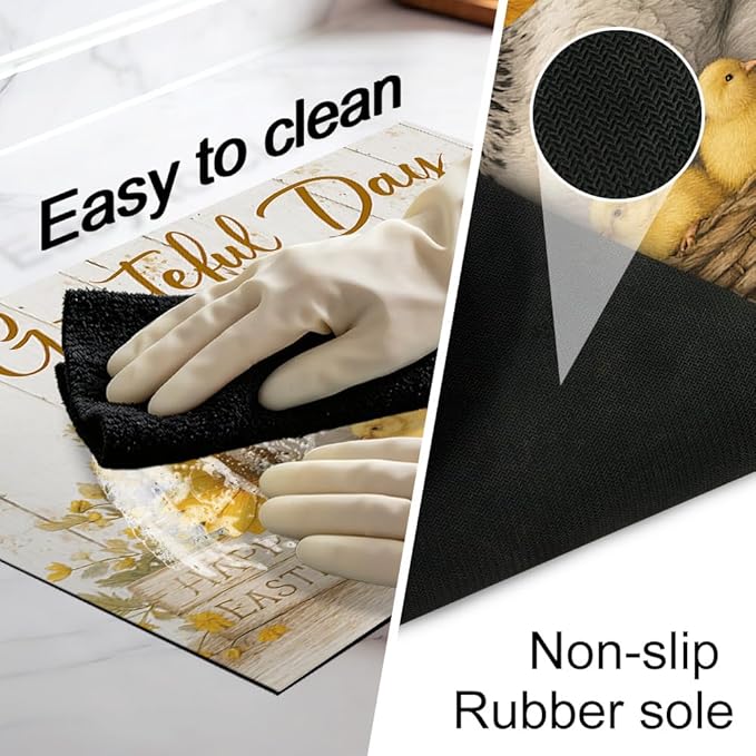 Stove Top Cover for Electric Stove 28.4 x 20.5 Inch Non Slip Stove Mat Oil Proof Grateful Hen Sunflower Glass Cooktop Protector Kitchen Mat