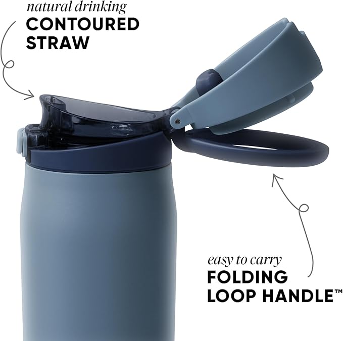 Simple Modern Personalized Mesa Loop Water Bottle with Covered Straw and Handle | 30oz Cup Holder Friendly Insulated Stainless Steel Bottles for Travel, Sports and School | Deep Dune