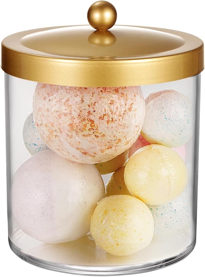 SheeChung 1 Pack Apothecary Jar 50 Ounce Large Clear Plastic Container Canister and 2 Pack Bathroom Soap Dishes Tray with Drain Metal Sponges Scrubber Holder Bar Soap Dispenser Saver